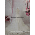 Schwere Perlen Silber Spitze Prinzessin A-Linie Hochzeit Brautkleid Pufy Rock